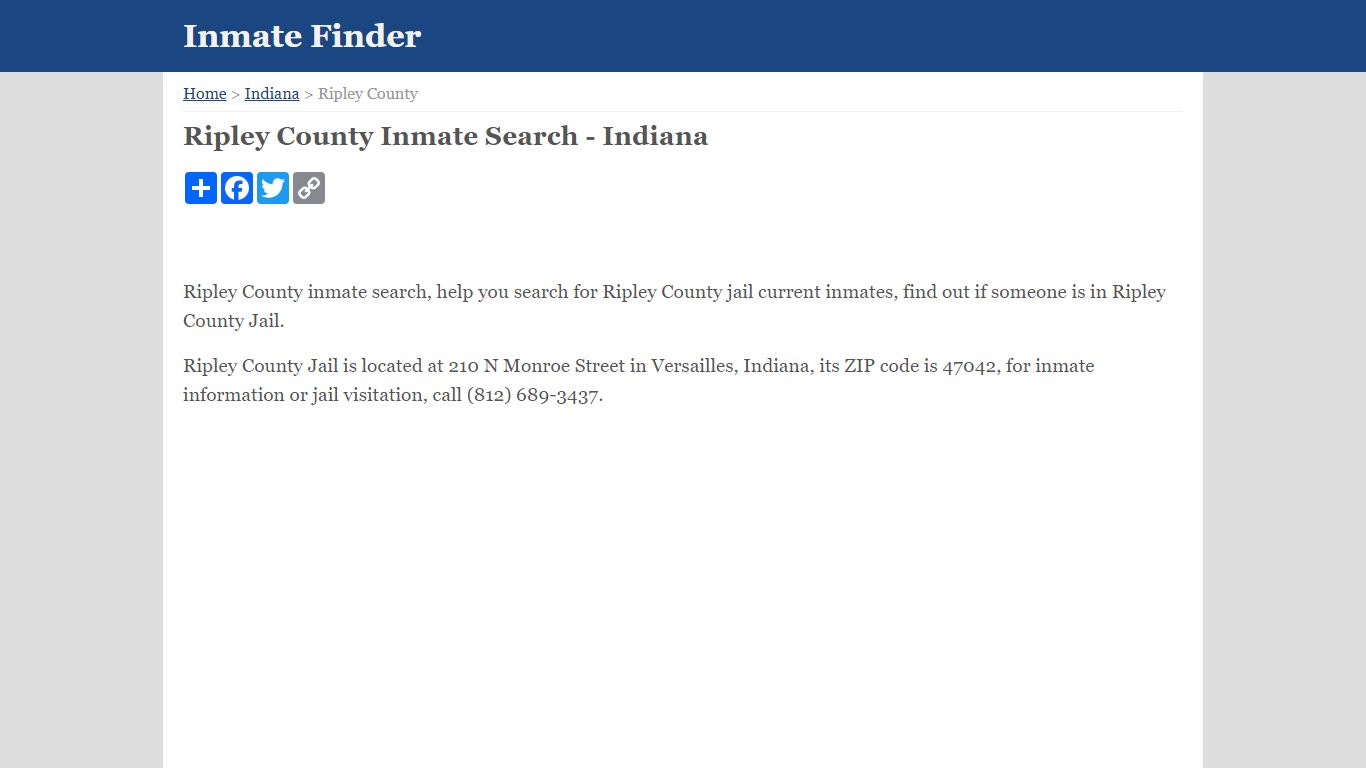 Ripley County Inmate Search - Indiana