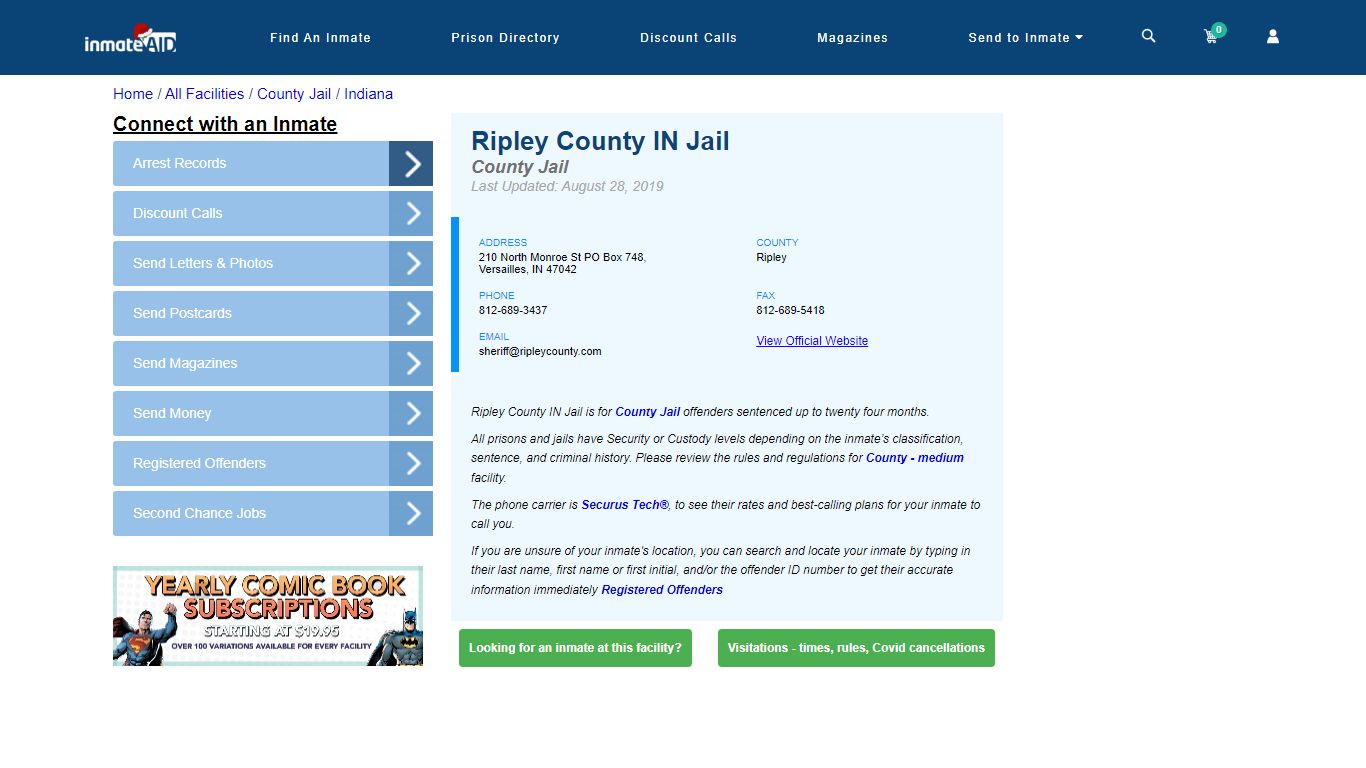 Ripley County IN Jail - Inmate Locator - Versailles, IN